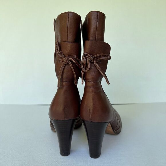 Dolce Vita Boots Size 8 Webber Leather Heeled Cuffed Maronne Brown - Picture 4 of 8